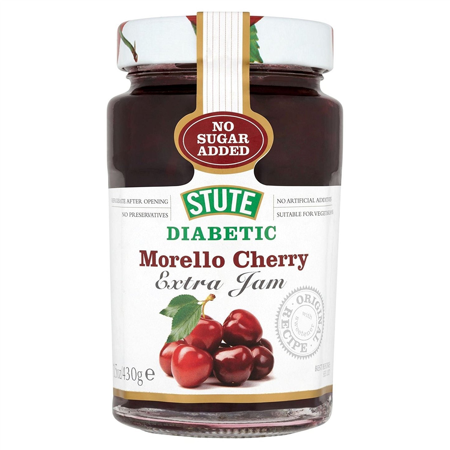 Stute - Diabetic Morello Cherry Extra Jam, 430g (Case of 6)
