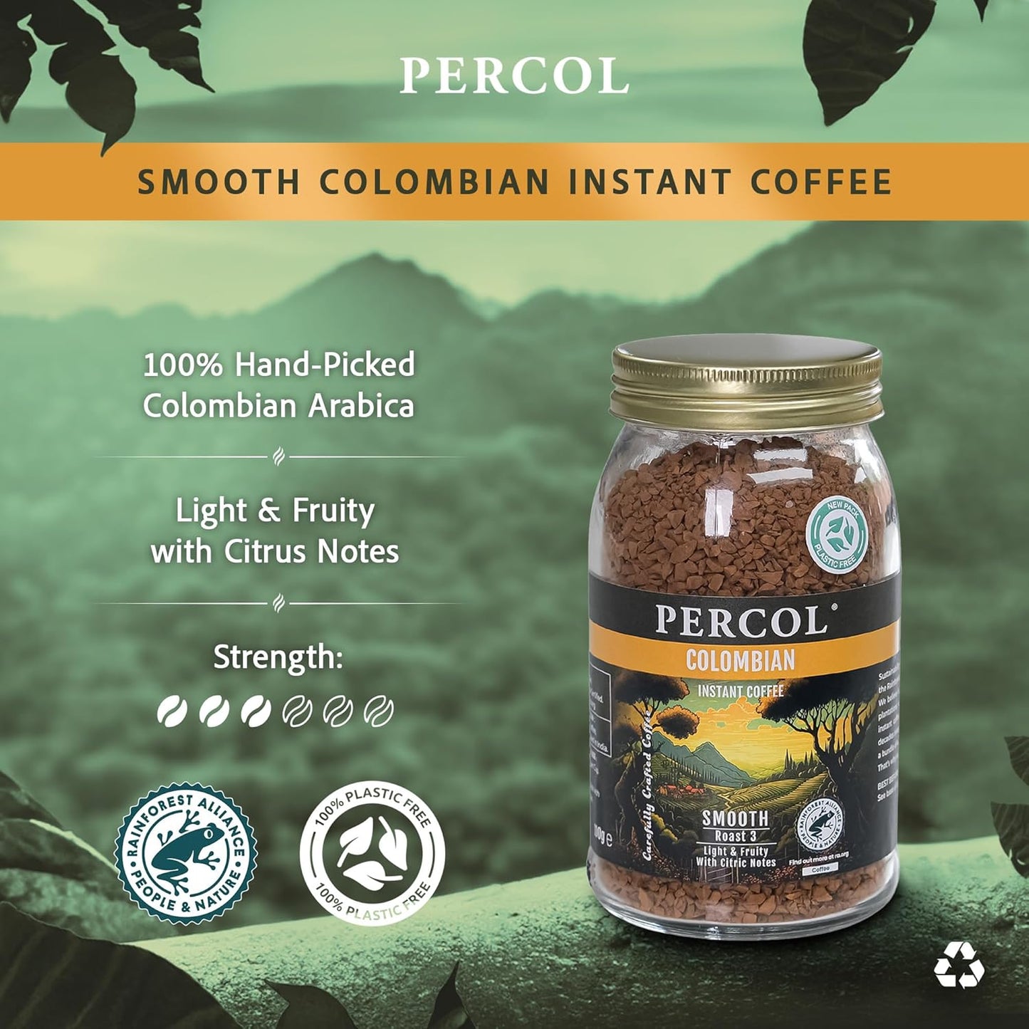 Percol Colombian Instant Coffee, 100g