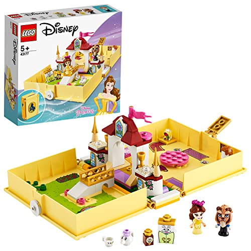 LEGO 43177 Disney Princess Belle's Storybook Adventures Castle Set from Beauty and the Beast Movie, Travel Case Toy