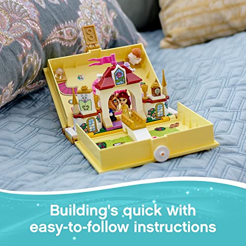 LEGO 43177 Disney Princess Belle's Storybook Adventures Castle Set from Beauty and the Beast Movie, Travel Case Toy