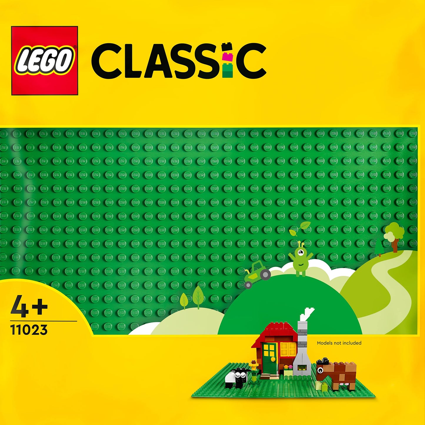 LEGO 11023 Classic Green Baseplate, Square 32x32 Stud Building Base, Build and Display Board Set & 11010 Classic Baseplate White 10" x 10" / 25 cm x 25 cm for Winter Sets Construction Base