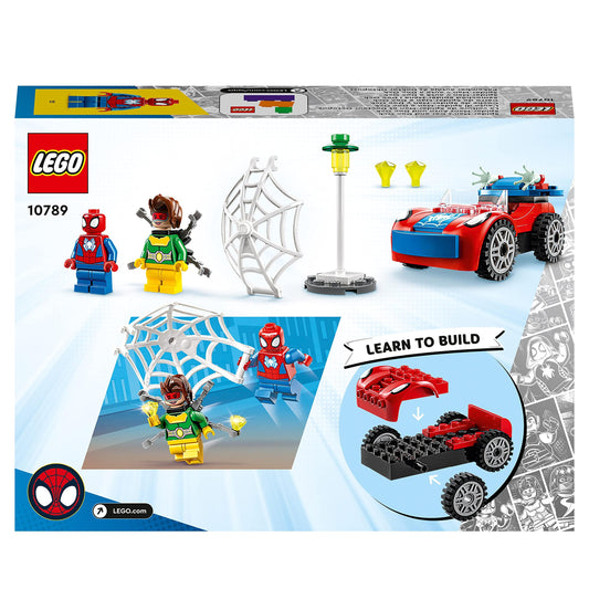 LEGO 10789 Marvel Spider-Man's Car and Doc Ock Set, Spidey and His Amazing Friends Buildable Toy for Kids 4 Plus Years Old with Glow in the Dark Pieces