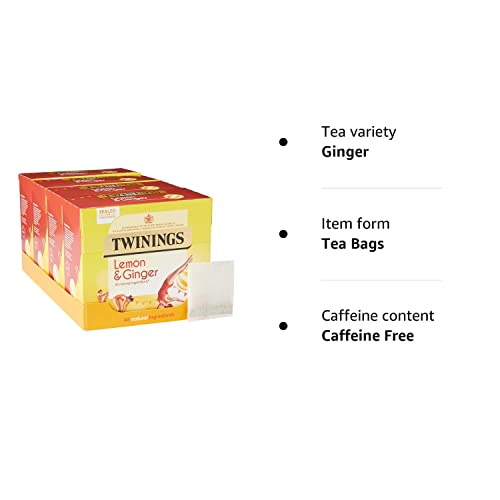 Twinings Lemon and Ginger Flavoured Tea -320 Biodegradable Bags (Multipack of 4 x 80)