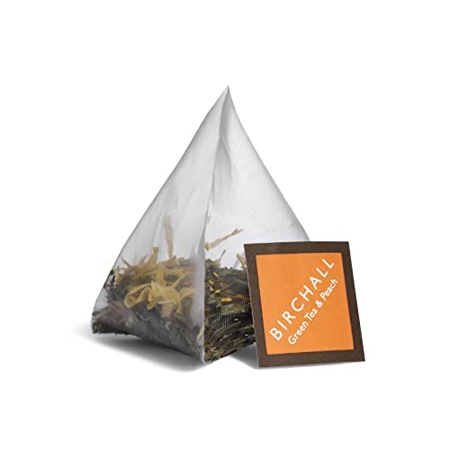 Birchall Tea | Green Tea & Peach | Green Tea Infusion | 1 Pack of 80 Plant-Based Prism Tea Bags