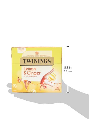 Twinings Lemon and Ginger Flavoured Tea -320 Biodegradable Bags (Multipack of 4 x 80)