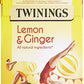 Twinings Lemon and Ginger Flavoured Tea - 80 Biodegradable Bags (Multipack of 4 x 20)