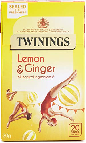 Twinings Lemon and Ginger Flavoured Tea - 80 Biodegradable Bags (Multipack of 4 x 20)