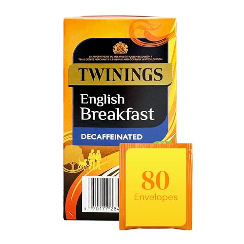 Twinings English Breakfast Decaffeinated Tea Bags, 4 Boxes of 20