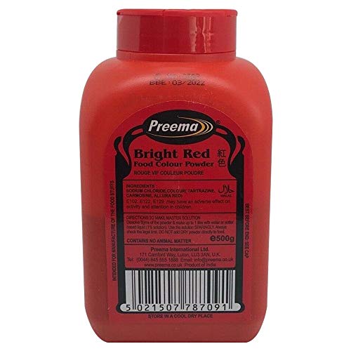 Bright RED Preema Food Colour Powder Tubs 500g Cake Decoration