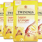 Twinings Lemon and Ginger Flavoured Tea - 80 Biodegradable Bags (Multipack of 4 x 20)