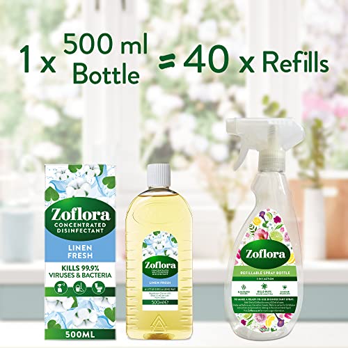 Zoflora Linen Fresh Concentrated Multipurpose Disinfectant Liquid, 6 x 500ml