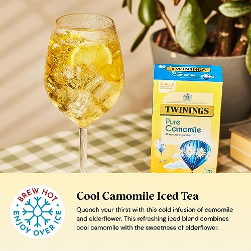 Twinings Pure Camomile Flavoured Tea - 80 Biodegradable Tea Bags (Multipack of 4 x 20 Bags)