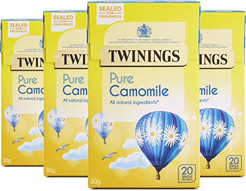 Twinings Pure Camomile Flavoured Tea - 80 Biodegradable Tea Bags (Multipack of 4 x 20 Bags)