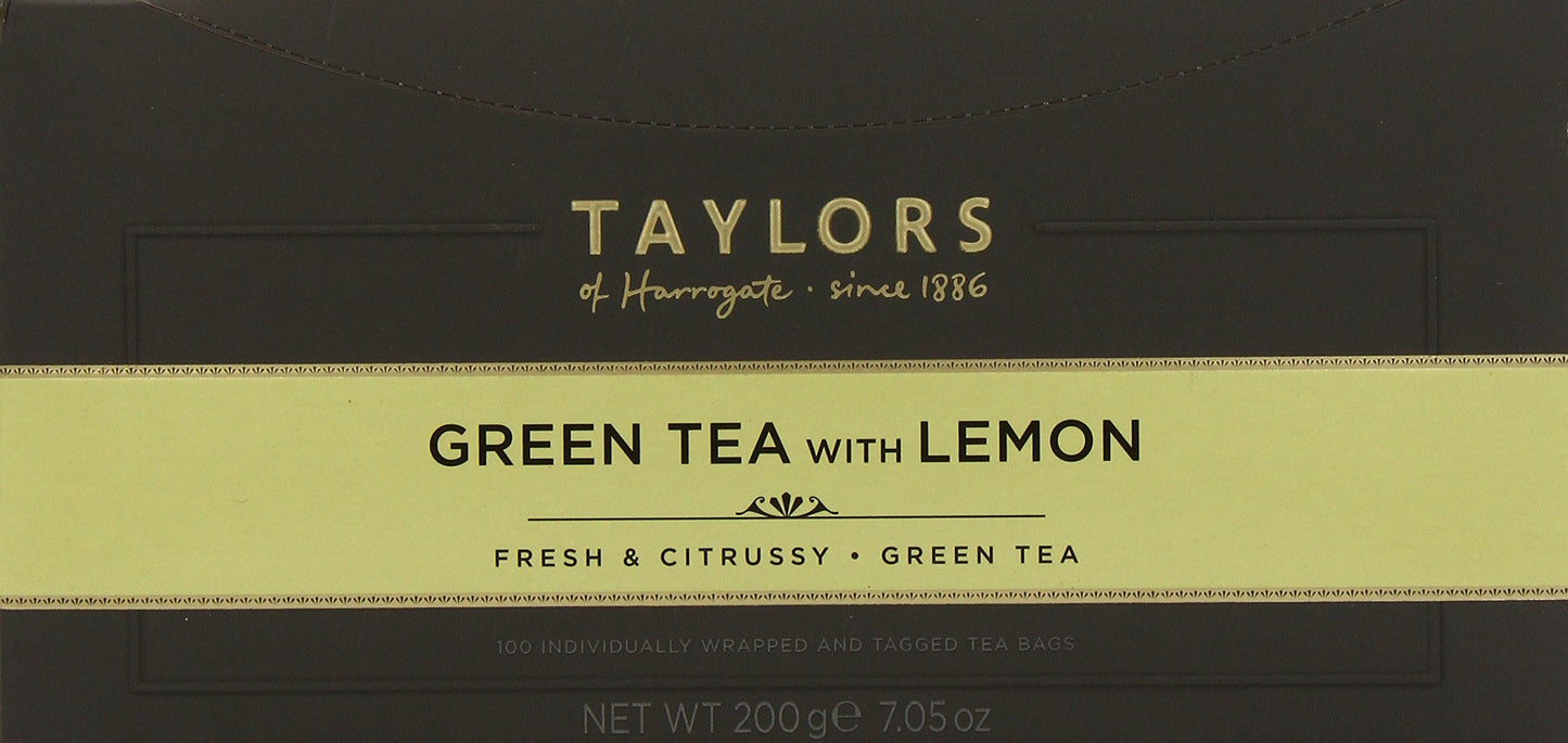 Taylors of Harrogate Green Tea with Lemon, 100 Tea Bags (Pack of 1, Total 100 Teabags)
