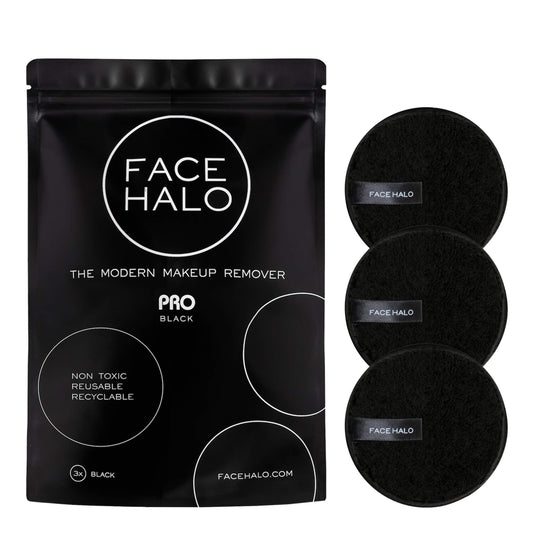 Face Halo Pro Makeup Remover, Eco-Friendly, Reusable, Vegan Friendly, Black, Set of 3 (Pack of 1)