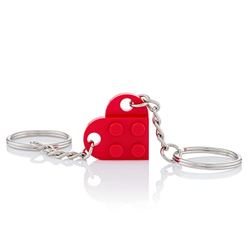 LEGO Heart Keyring | Two Keyrings | Gift Pouch Included | Red