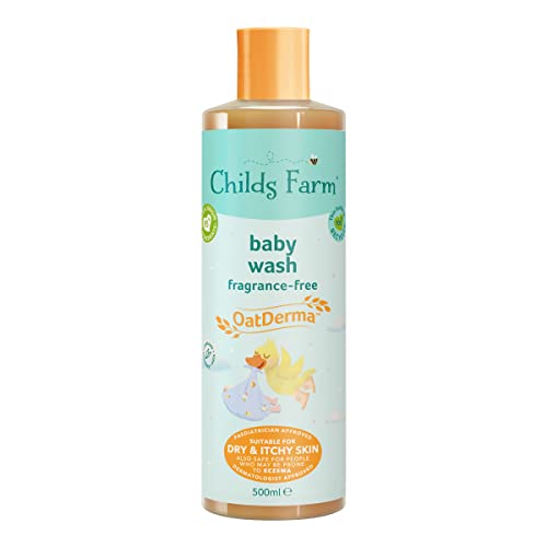 Childs Farm OatDerma Baby Wash Fragrance-Free Gently Cleanses Suitable for Newborns with Dry, Sensitive and Eczema-prone Skin 500ml