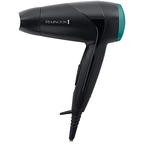 Remington Folding Travel Hairdryer with Mini Concentrator and Diffuser, Worldwide Voltage - D1500, Black