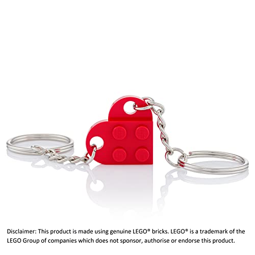 LEGO Heart Keyring | Two Keyrings | Gift Pouch Included | Red