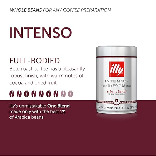 illy Coffee, Intenso Coffee Beans, Dark Roast, 100% Arabica Coffee Beans, 250g