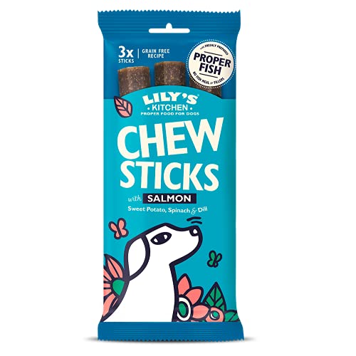 Lily's Kitchen Chew Sticks with Salmon - Grain Free Natural Dental Dog Treats (10 Packs of 3 Chews)