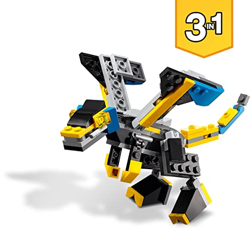 LEGO 31124 Creator 3in1 Super Robot Toy to Dragon Figure to Jet Plane, Creative Construction Bricks Set for Kids 7 Plus Years Old