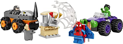 LEGO 10782 Marvel Hulk vs. Rhino Monster Truck Showdown, Toy for Kids, Boys & Girls Age 4 Plus with Spider-Man Minifigure, Spidey And His Amazing Friends Series