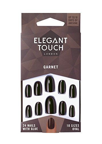 Elegant Touch Colour False Nails, Garnet, Oval Shape, 24 Nails with Glue included