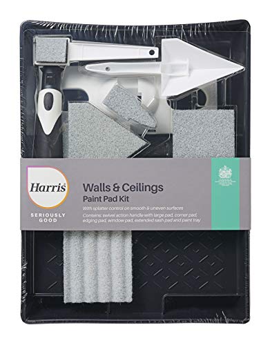 Harris Seriously Good Walls & Ceilings Paint Pad Set | Handle, Large Corner Edging Window, Extended Sash Pad & Tray | Cutting in | 9"