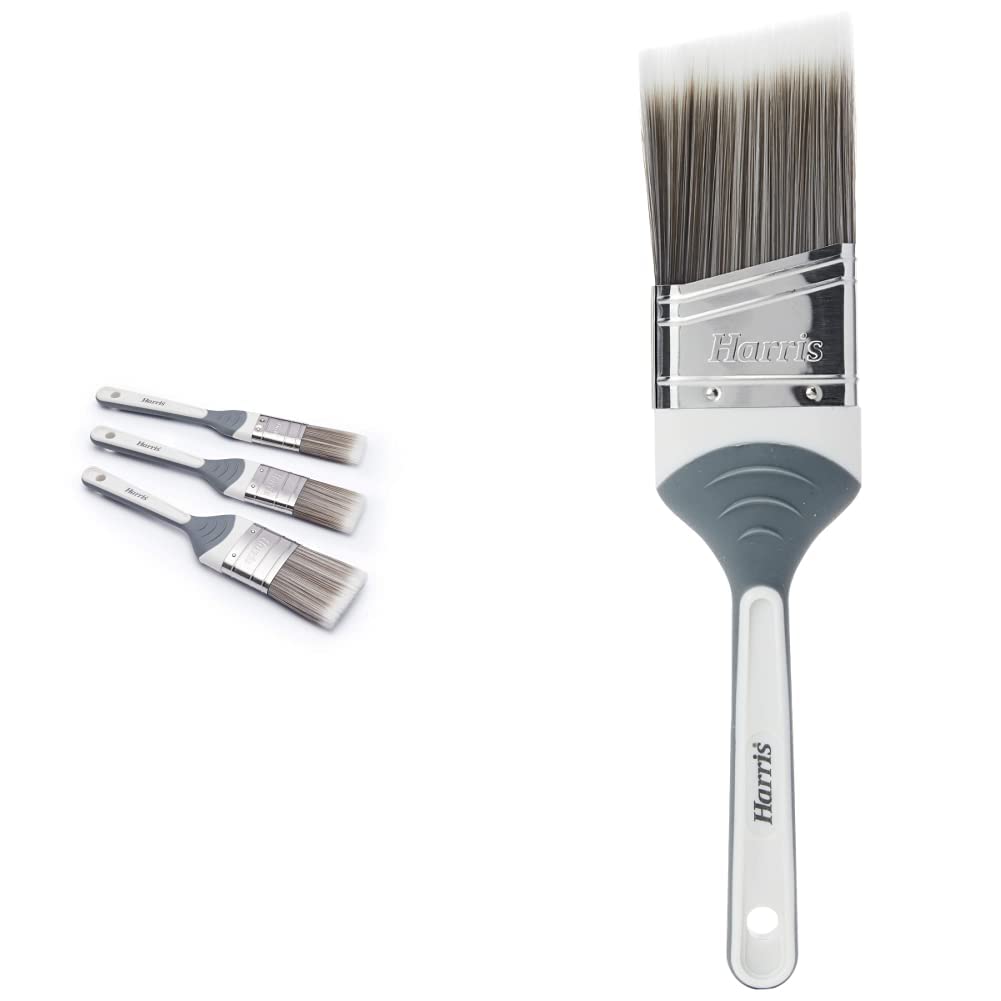 Harris Seriously Good Walls & Ceilings No Loss Paint Brushes | 3 Brush Pack | 1", 1.5", 2" & Seriously Good Walls & Ceilings Angled Paint Brush | 2"