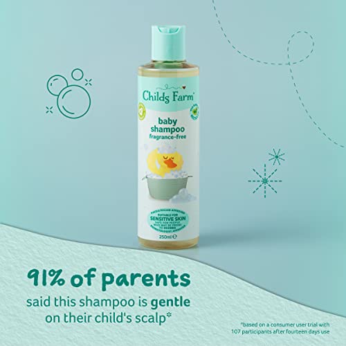 Childs Farm Baby Shampoo Unfragranced Gently Cleanses Hair and Scalp Suitable for Newborns with Dry, Sensitive and Eczema-prone Skin and Scalp, 250 ml