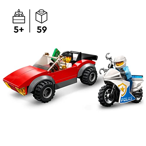 LEGO 60392 City Police Bike Car Chase Toy with Racing Vehicle & Motorbike Toys for 5 Plus Year Olds, Kids Gift Idea, Set featuring 2 Officer Minifigures