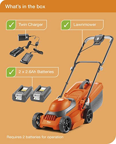 Flymo SimpliStore 300 Li Battery Lawnmower - 40V, 30cm Cutting Width, Close Edge Cutting