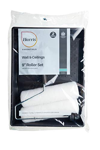 Harris 101092005 Essentials Walls & Ceilings Twin Set | 1 x Tray, 1 x Frame, 2 x Roller Sleeves | 9"