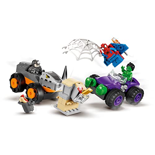 LEGO 10782 Marvel Hulk vs. Rhino Monster Truck Showdown, Toy for Kids, Boys & Girls Age 4 Plus with Spider-Man Minifigure, Spidey And His Amazing Friends Series