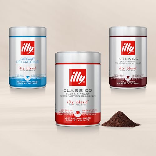 illy Coffee, Intenso Ground Coffee, Dark Roast, 100% Arabica Coffee, 250g