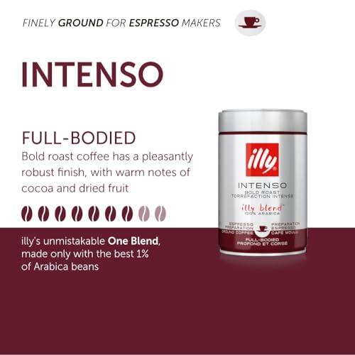 illy Coffee, Intenso Ground Coffee, Dark Roast, 100% Arabica Coffee, 250g