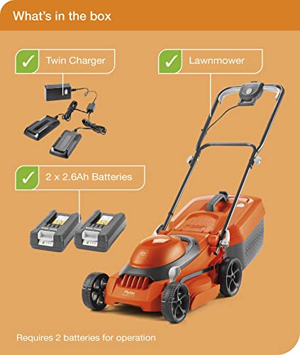 Flymo SimpliStore 340 Li Battery Lawnmower - 40V, 34cm Cutting Width, Close Edge Cutting