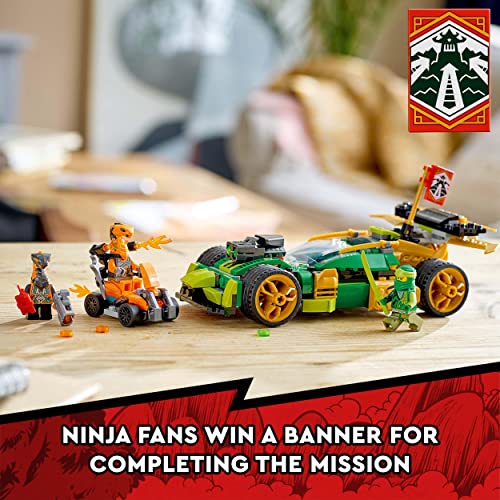 LEGO 71763 NINJAGO Lloyd’s Race Car EVO Toy for Kids 6 Years Old with Quad Bike, Cobra & Python Snake Figures, Collectible Mission Banner Set