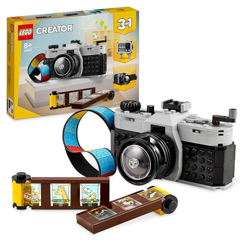 LEGO Creator 3in1 Retro Camera Toy to Video Camera to TV Set, Kids' Desk Decoration or Bedroom Accessories, Photography Gifts for Girls and Boys Aged 8 Plus Years Old Who Enjoy Creative Play 31147