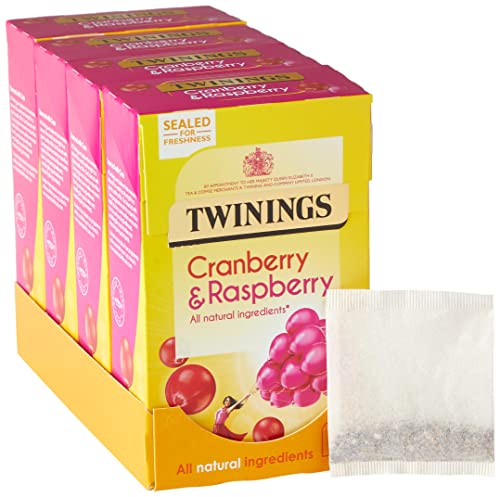 Twinings Cranberry and Raspberry 80 Tea Bags (Multipack of 4 x 20 Tea Bags)