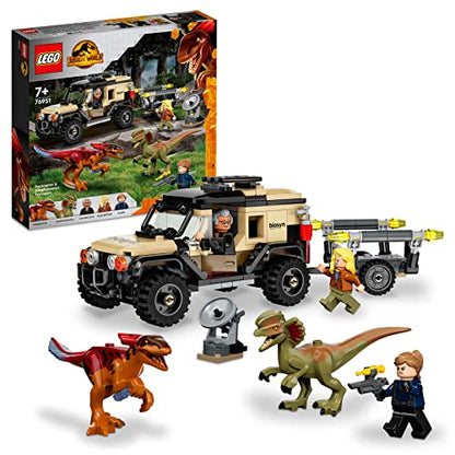 LEGO 76951 Jurassic World Pyroraptor & Dilophosaurus Transport Playset with 2 Dinosaur Toy Figures and Off Roader Truck, Toys for Kids 7 Plus Years Old