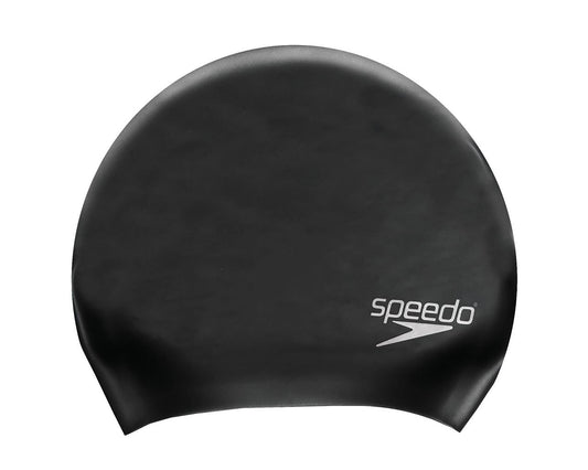 Speedo Adult Unisex Long Hair Swim Cap, Comfortable Fit, Hydrodynamic Design, Waterproof Hat, Men or Women, Black