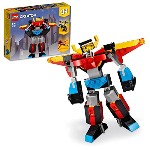 LEGO 31124 Creator 3in1 Super Robot Toy to Dragon Figure to Jet Plane, Creative Construction Bricks Set for Kids 7 Plus Years Old