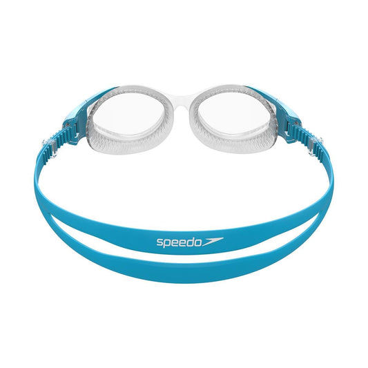 Speedo Women's Futura Biofuse Flexiseal Swimming Goggles, Extra Comfort, Cushioned Fit, Blue and Clear, One Size