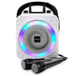 RockJam 8-Watt Rechargeable Bluetooth Karaoke Machine with Two Microphones, Voice Changing Effects & LED Lights - Black