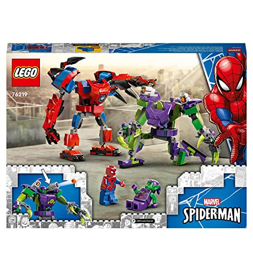 LEGO 76219 Marvel Spider-Man & Green Goblin Mech Battle Action Figures Set with Super Hero Minifigures, Buildable Toys for Kids Age 7+