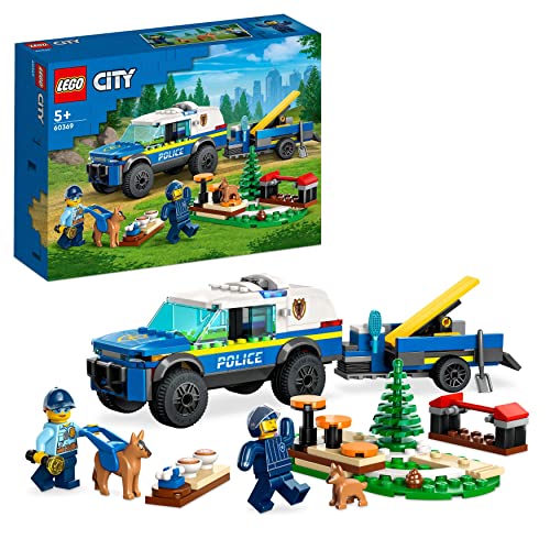 LEGO 60369 City Mobile Police Dog Training Set, SUV Toy Car with Trailer, Obstacle Course and Puppy Figures, Animal Playset for Boys and Girls Aged 5 Plus