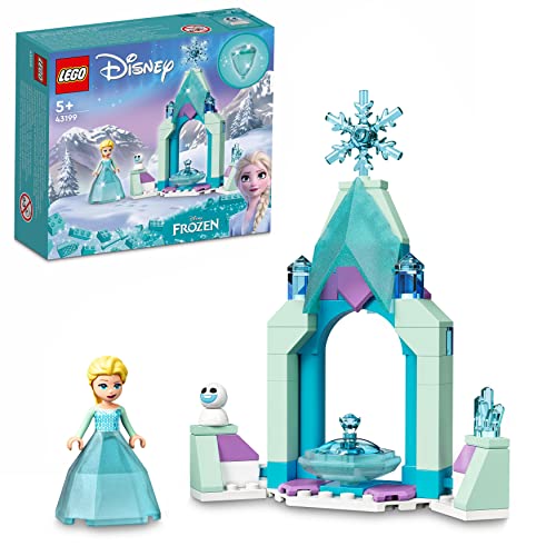 LEGO 43199 Disney Elsa’s Castle Courtyard Diamond Dress Set, Buildable Princess Toy with Collectable Frozen 2 Mini Doll Figure