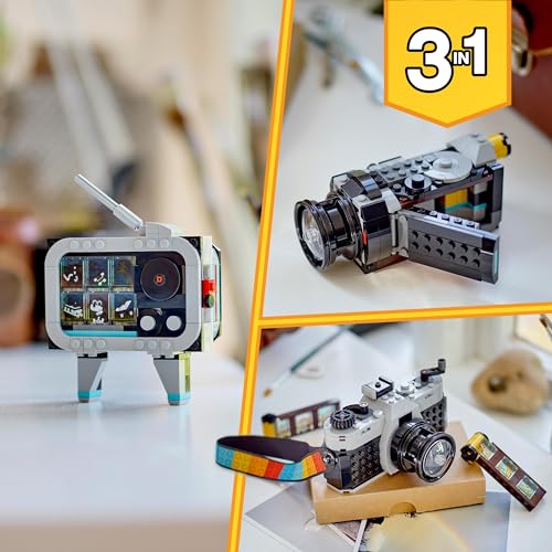 LEGO Creator 3in1 Retro Camera Toy to Video Camera to TV Set, Kids' Desk Decoration or Bedroom Accessories, Photography Gifts for Girls and Boys Aged 8 Plus Years Old Who Enjoy Creative Play 31147